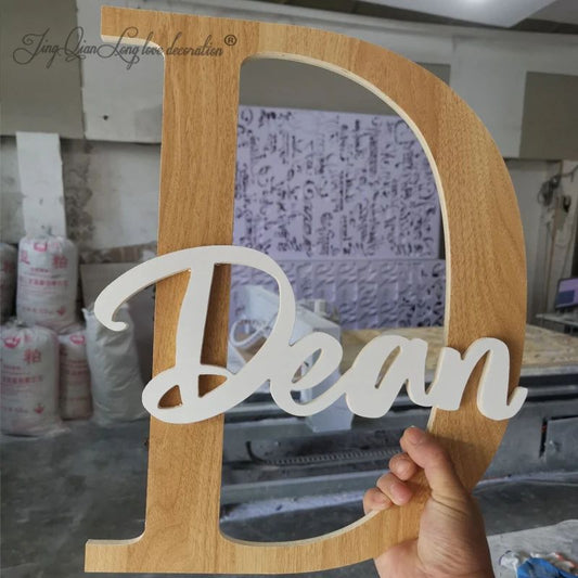 Custom Wooden Name Sign – Script Font Nursery Wall Letters for Kids Room Decor