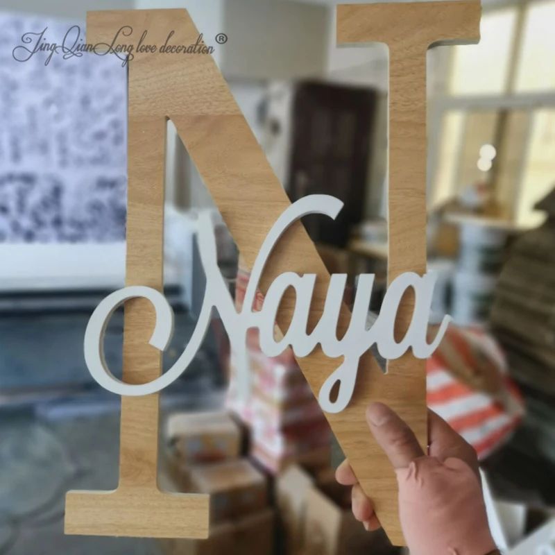 Custom Wooden Name Sign – Script Font Nursery Wall Letters for Kids Room Decor