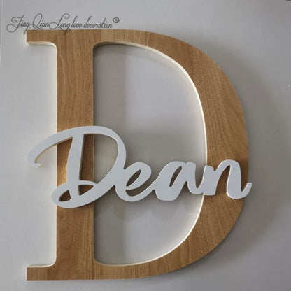 Custom Wooden Name Sign – Script Font Nursery Wall Letters for Kids Room Decor