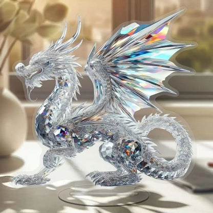 Acrylic Crystal Dragon Figurine – 2D Fantasy Desktop Ornament for Home & Office Decor