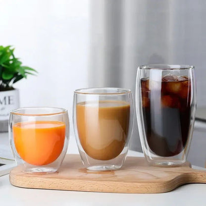 Double Wall Heat-Resistant Glass Coffee & Tea Mug Set