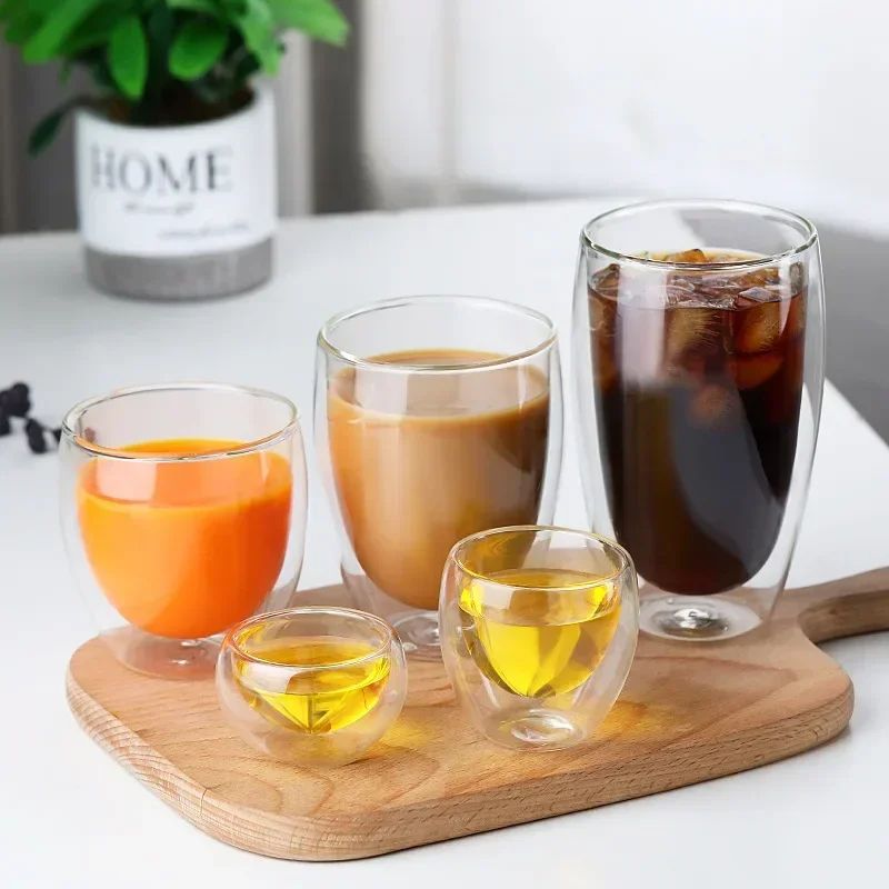 Double Wall Heat-Resistant Glass Coffee & Tea Mug Set