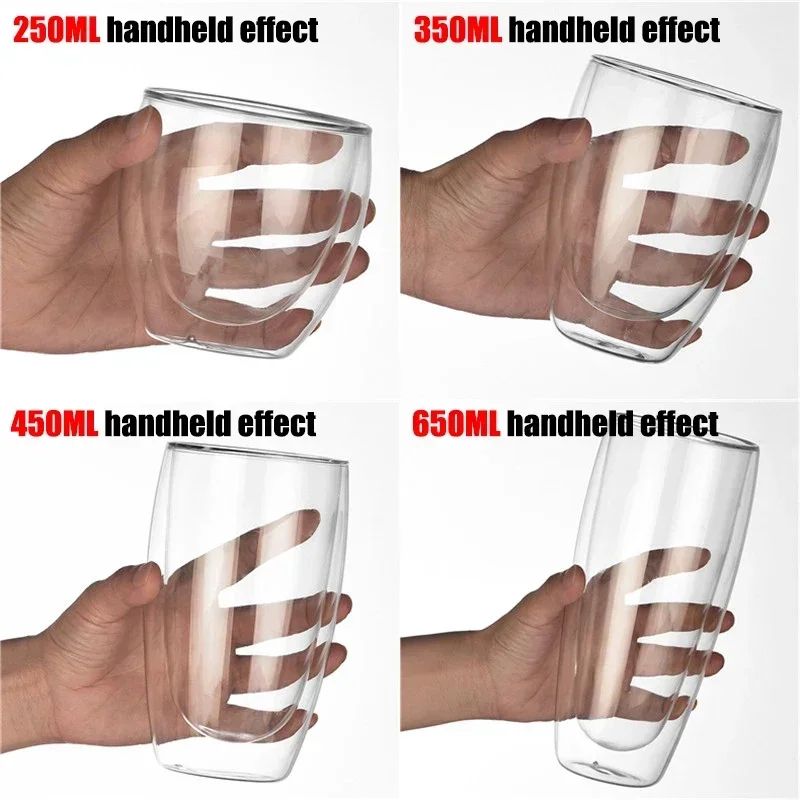 Double Wall Heat-Resistant Glass Coffee & Tea Mug Set