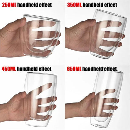Double Wall Heat-Resistant Glass Coffee & Tea Mug Set