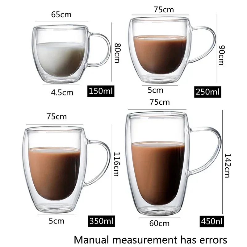 Double Wall Heat-Resistant Glass Coffee & Tea Mug Set