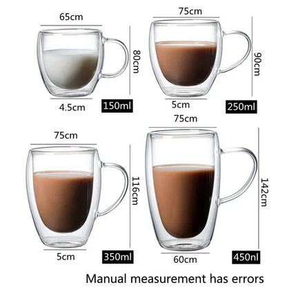 Double Wall Heat-Resistant Glass Coffee & Tea Mug Set