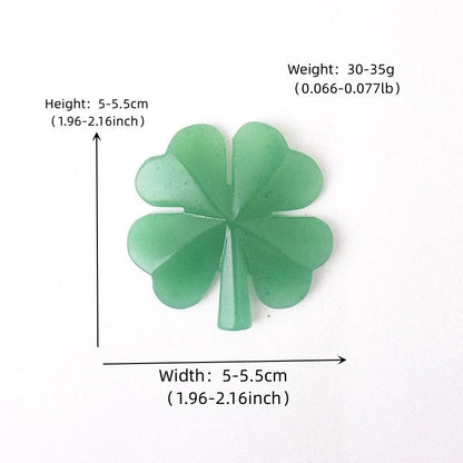 Natural Aventurine Four Leaf Clover Figurine – Reiki Gemstone Ornament for Home & Tabletop Decor