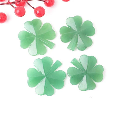 Natural Aventurine Four Leaf Clover Figurine – Reiki Gemstone Ornament for Home & Tabletop Decor