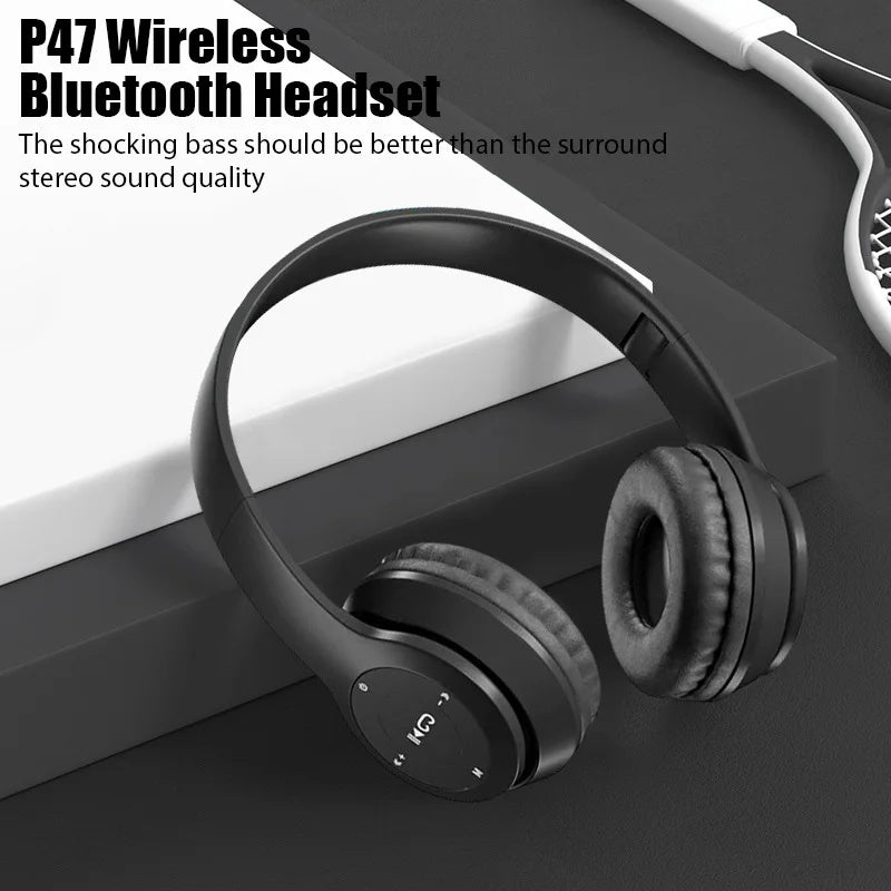 PulseFold Bluetooth Headphones Wireless Over Ear Gaming Headset with Mic & Volume Control