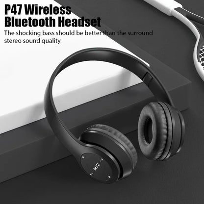 PulseFold Bluetooth Headphones Wireless Over Ear Gaming Headset with Mic & Volume Control