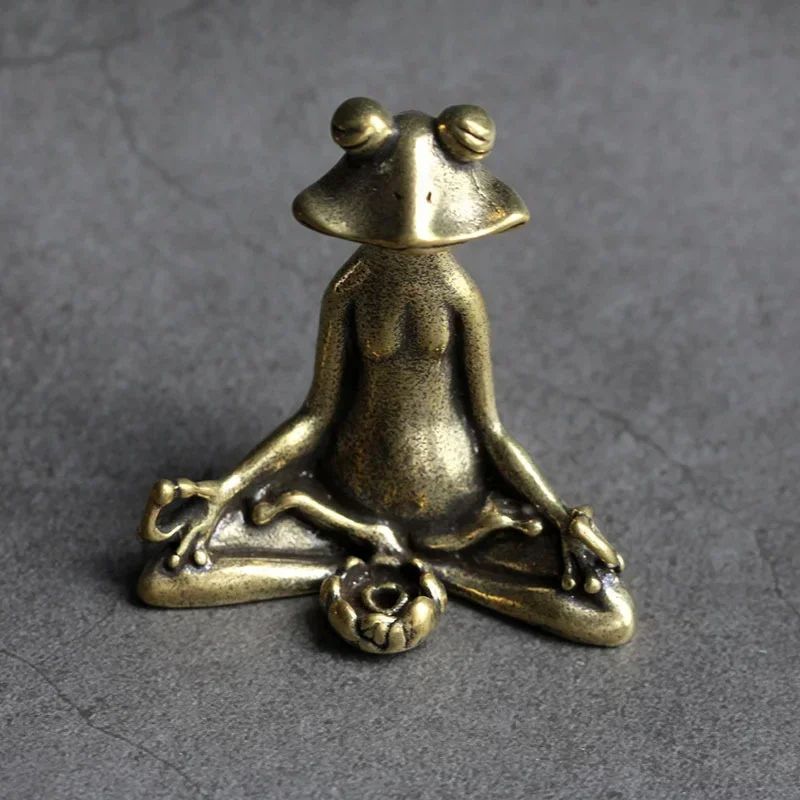 Pure Copper Zen Frog Incense Holder Tea Pet Ornament