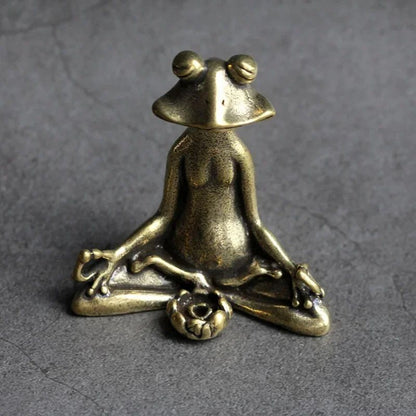Pure Copper Zen Frog Incense Holder Tea Pet Ornament
