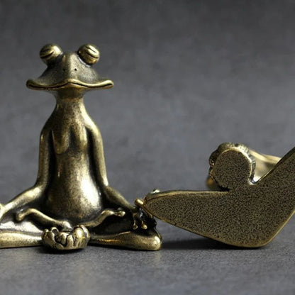 Pure Copper Zen Frog Incense Holder Tea Pet Ornament