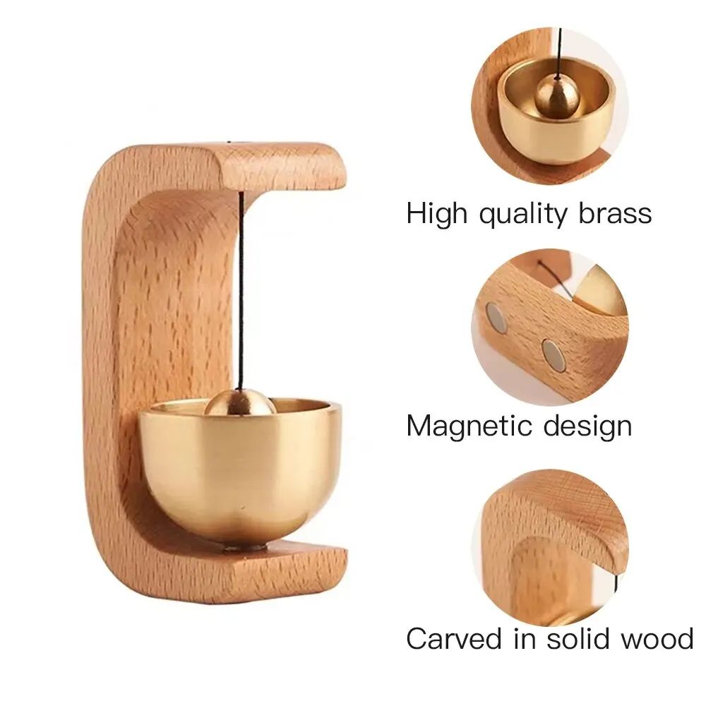 Magnetic Wooden Door Bell with Copper Wind Chime