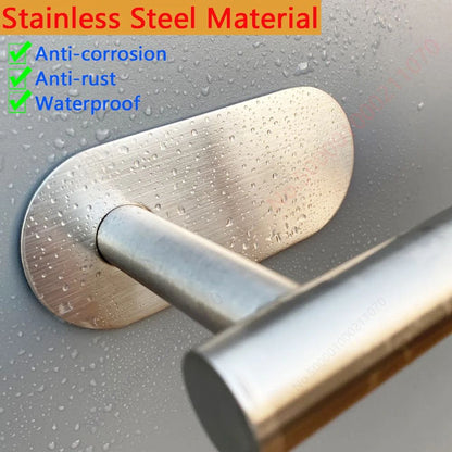 Modern Stainless Steel Adhesive Toilet Paper Holder & Wall Mounted Paper Towel Rack