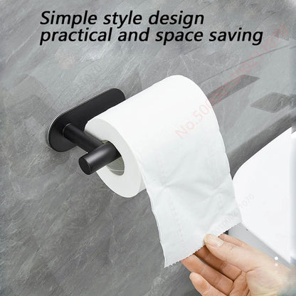 Modern Stainless Steel Adhesive Toilet Paper Holder & Wall Mounted Paper Towel Rack