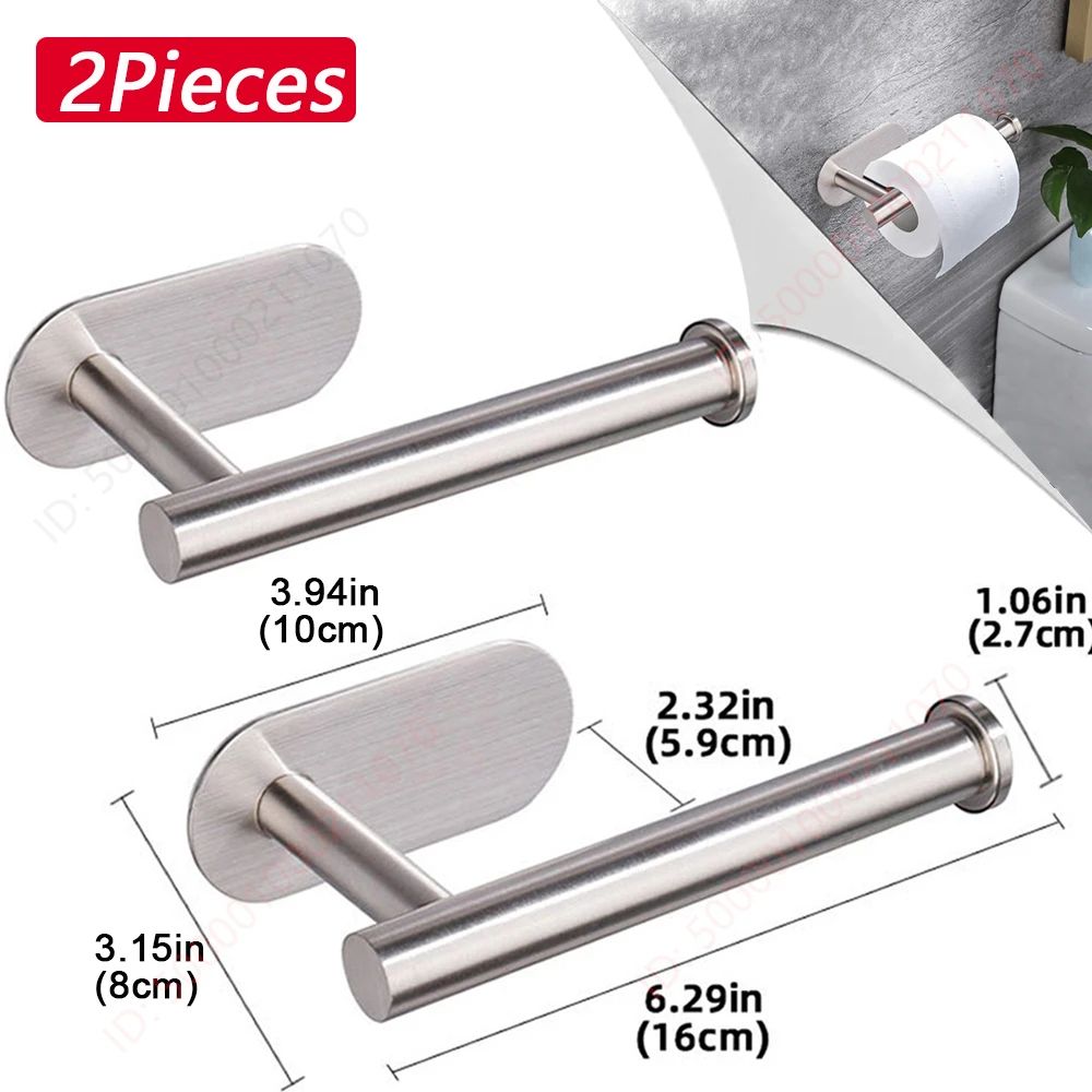 Modern Stainless Steel Adhesive Toilet Paper Holder & Wall Mounted Paper Towel Rack