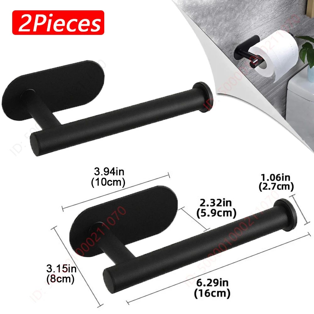 Modern Stainless Steel Adhesive Toilet Paper Holder & Wall Mounted Paper Towel Rack