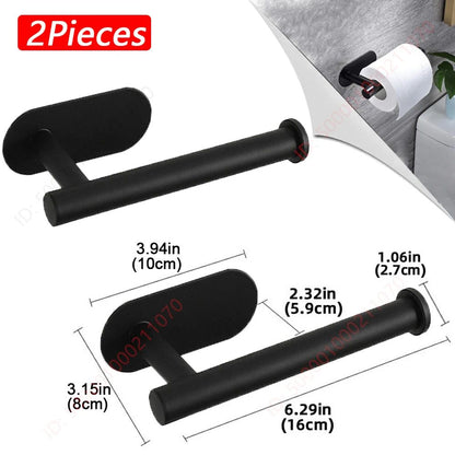Modern Stainless Steel Adhesive Toilet Paper Holder & Wall Mounted Paper Towel Rack
