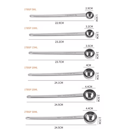 Stainless Steel Measuring Spoon Set with Long Handle for Coffee & Bakin