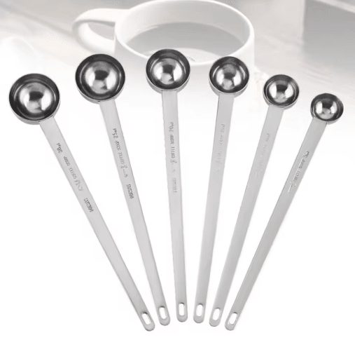 Stainless Steel Measuring Spoon Set with Long Handle for Coffee & Bakin