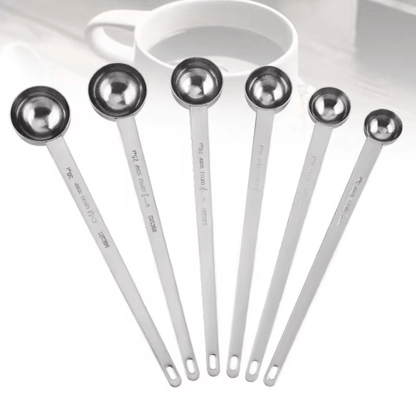 Stainless Steel Measuring Spoon Set with Long Handle for Coffee & Bakin
