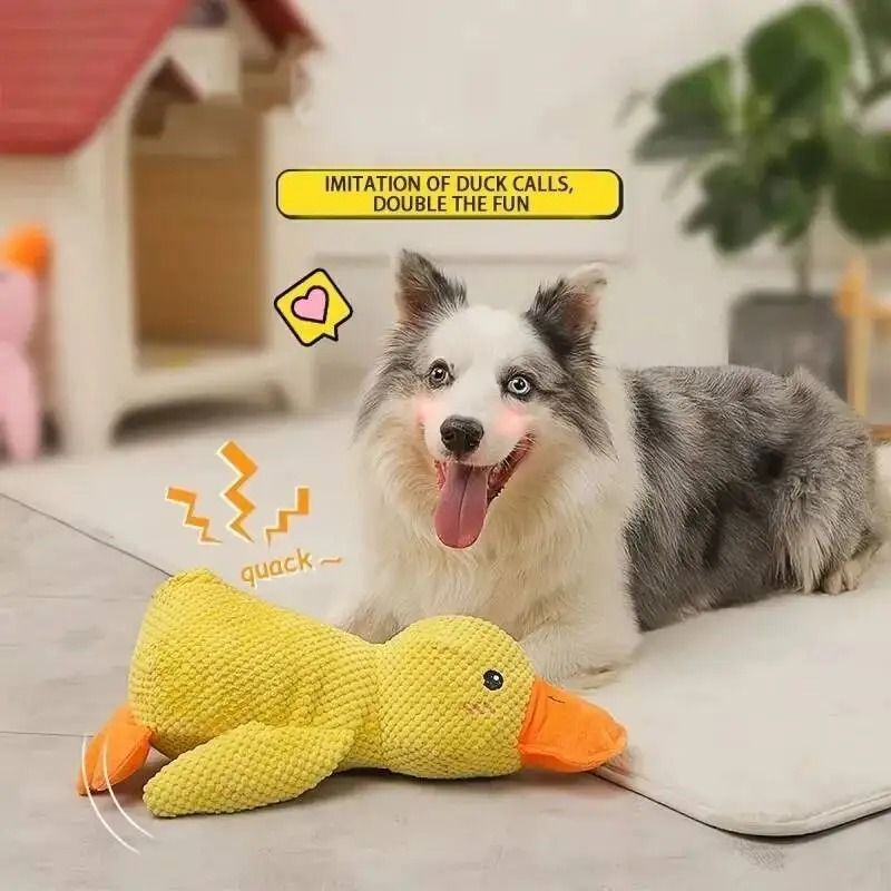 SnuggleDuck Plush Dog Chew Toy Calming Squeaky Companion