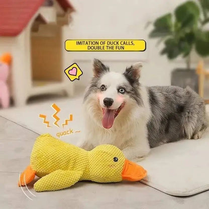 SnuggleDuck Plush Dog Chew Toy Calming Squeaky Companion