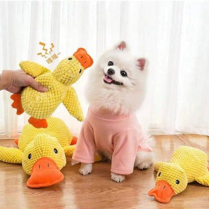 SnuggleDuck Plush Dog Chew Toy Calming Squeaky Companion