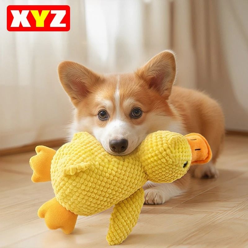SnuggleDuck Plush Dog Chew Toy Calming Squeaky Companion