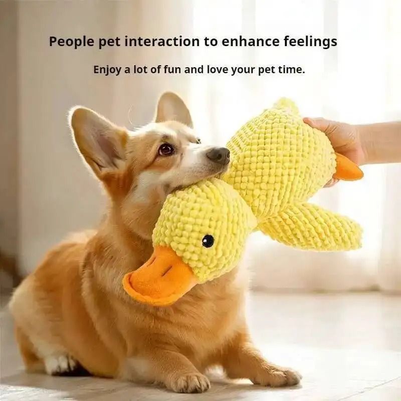 SnuggleDuck Plush Dog Chew Toy Calming Squeaky Companion