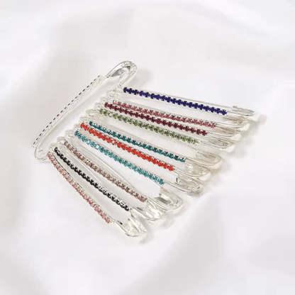 Gold Rhinestone Safety Pin Brooch Clips for Sweaters Shawls & Hats