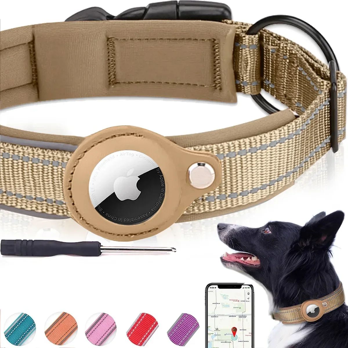 Reflective Waterproof Airtag Pet Collar