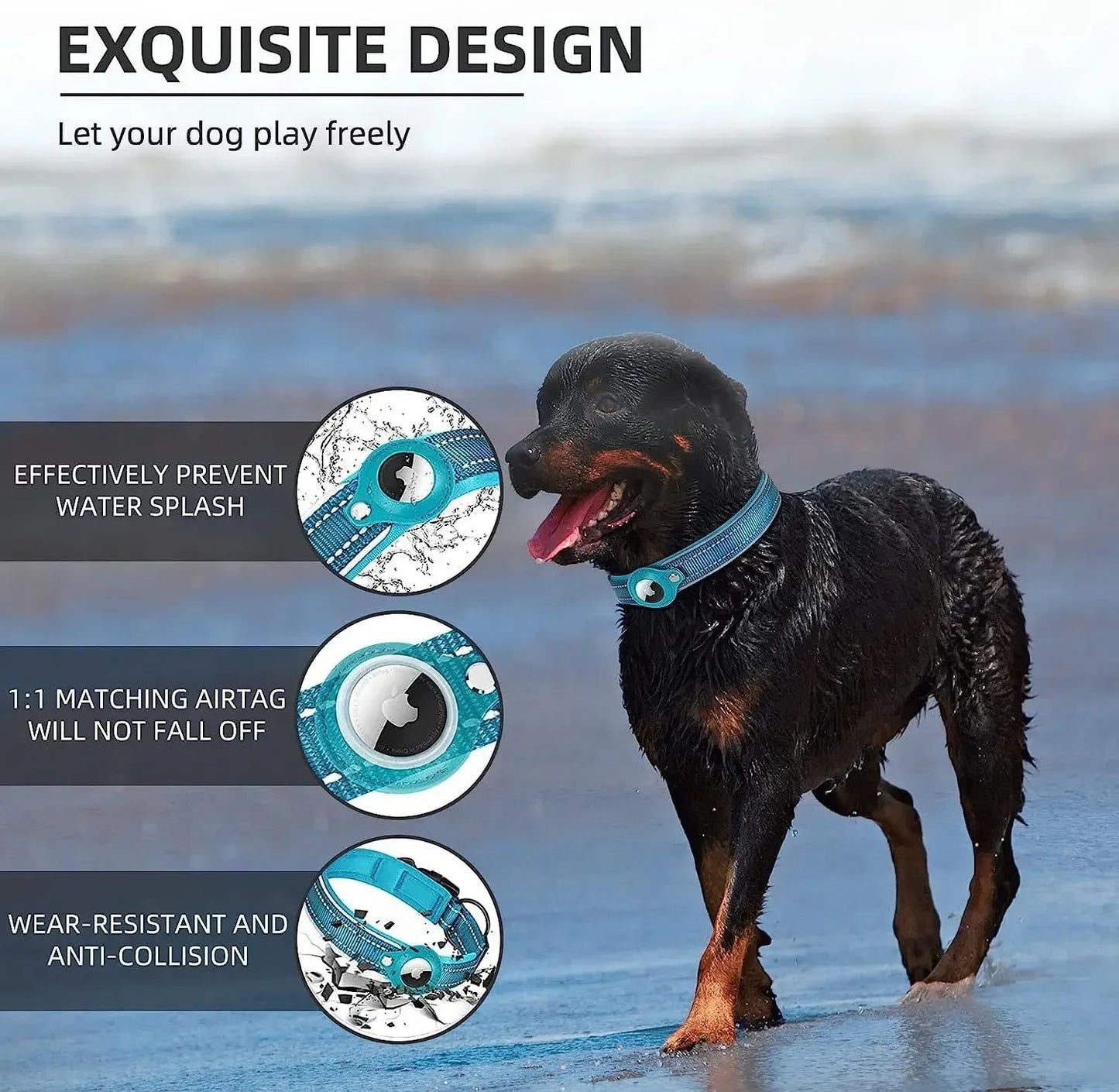 Reflective Waterproof Airtag Pet Collar