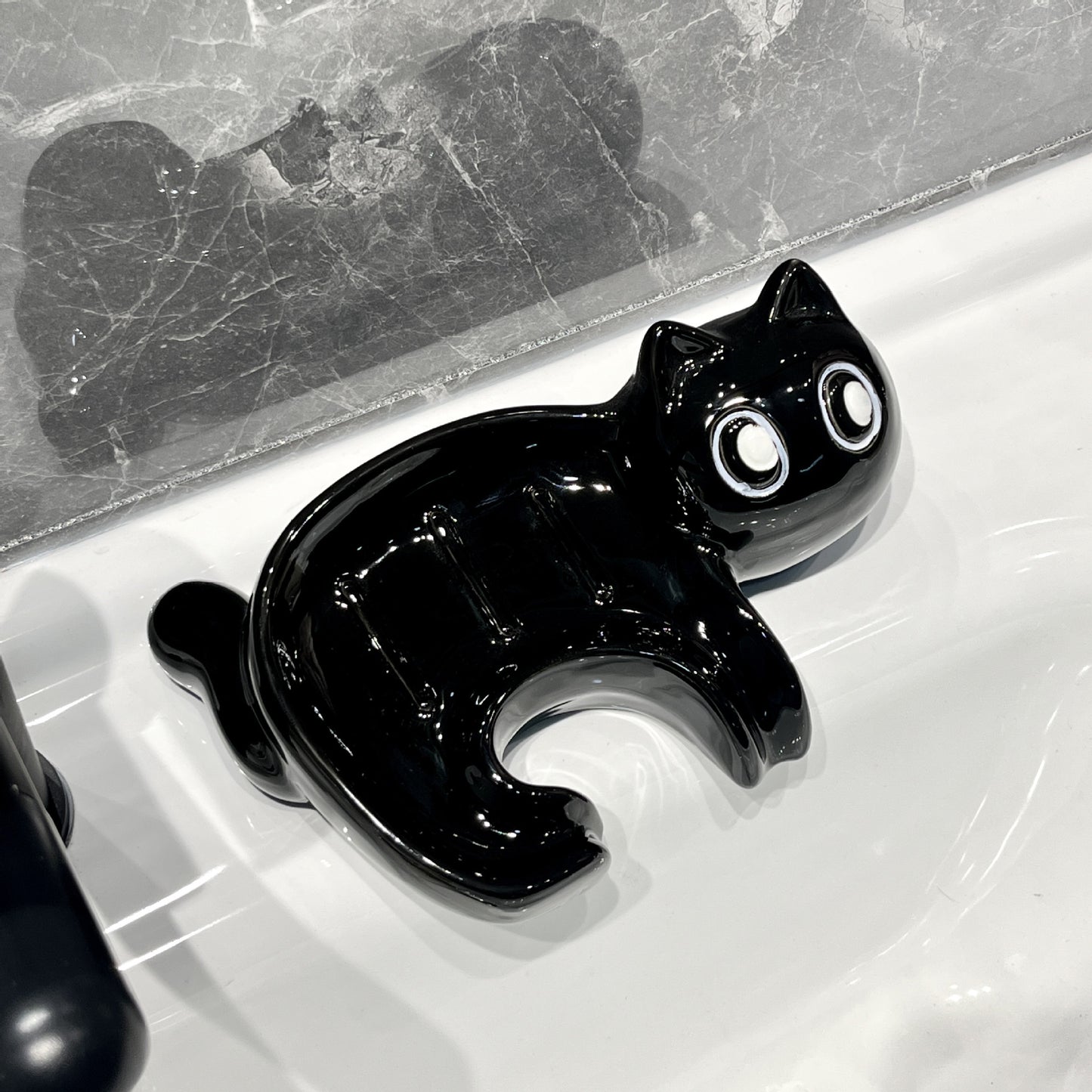 CatFlow Ceramic Soap Holder Dish for Bathroom Sink & Shower