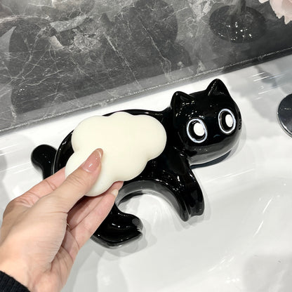 CatFlow Ceramic Soap Holder Dish for Bathroom Sink & Shower