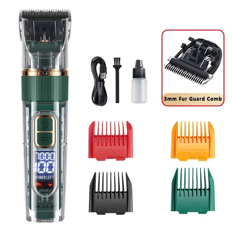 High-Torque Pet Grooming Clipper – Digital Display Cordless Shaver & Precision Trimmer for Dogs & Cats