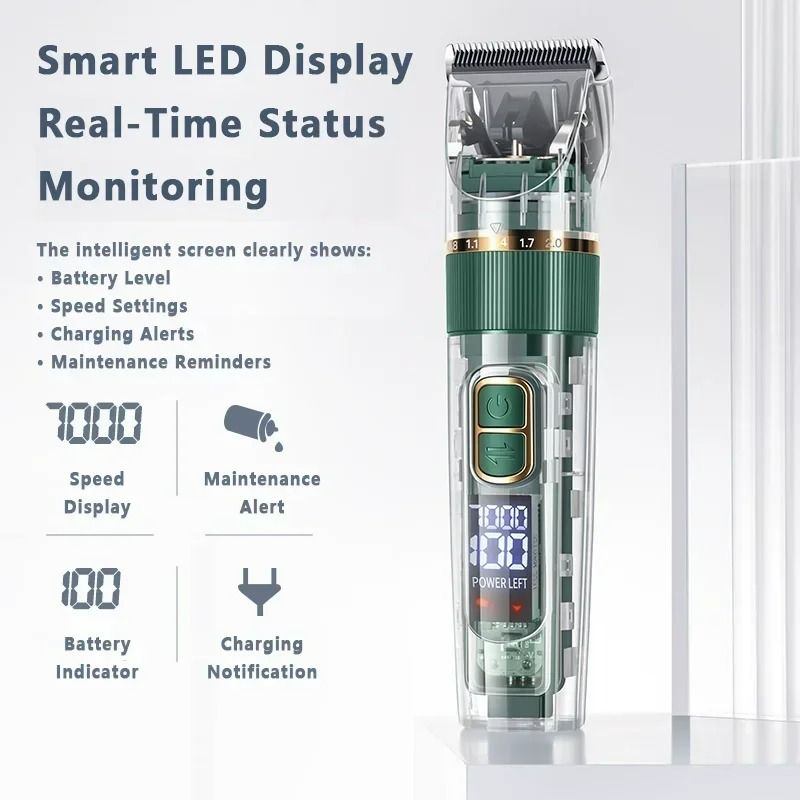 High-Torque Pet Grooming Clipper – Digital Display Cordless Shaver & Precision Trimmer for Dogs & Cats