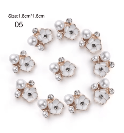 Flower Rhinestone Pearl Buttons Set for Wedding & DIY Decorations