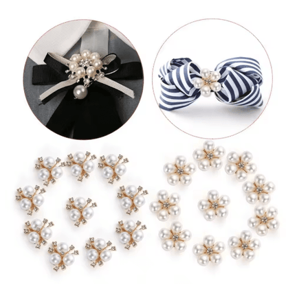 Flower Rhinestone Pearl Buttons Set for Wedding & DIY Decorations