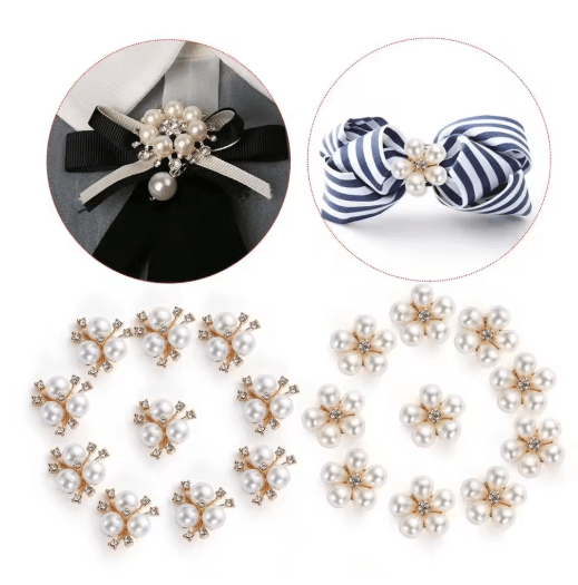 Flower Rhinestone Pearl Buttons Set for Wedding & DIY Decorations