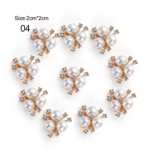 Flower Rhinestone Pearl Buttons Set for Wedding & DIY Decorations