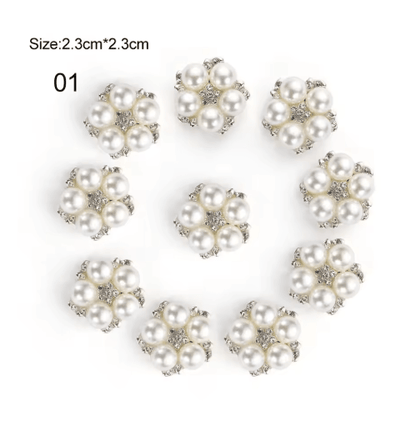 Flower Rhinestone Pearl Buttons Set for Wedding & DIY Decorations