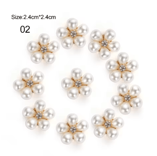 Flower Rhinestone Pearl Buttons Set for Wedding & DIY Decorations