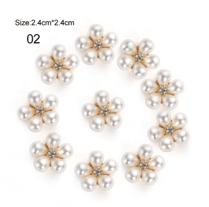 Flower Rhinestone Pearl Buttons Set for Wedding & DIY Decorations