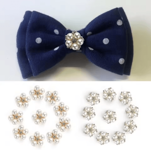 Flower Rhinestone Pearl Buttons Set for Wedding & DIY Decorations