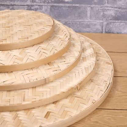 Handwoven Bamboo Basket Tray for Fruit Bread & Home Decoration