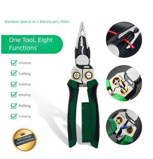 8 in 1 Wire Stripper & Voltage Tester Pliers for Electrical Repairs