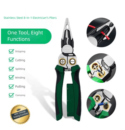 8 in 1 Wire Stripper & Voltage Tester Pliers for Electrical Repairs