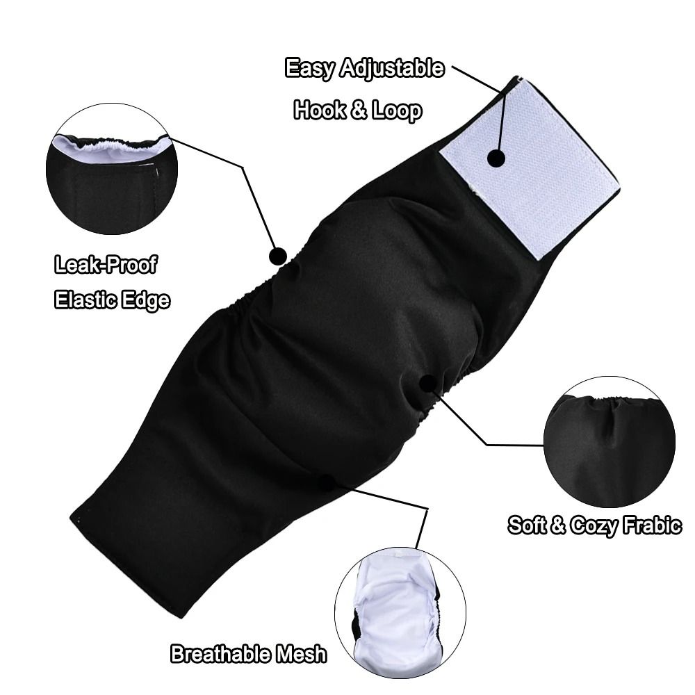 Reusable Male Dog Belly Bands Washable Breathable Pet Diapers 3 Pack